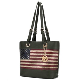 MKF Collection USA Tote Shoulder Bag for Women Vegan Leather Patriotic Handbag, Lady Fashion American Flag Satchel Purse