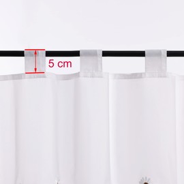 HeichkelL Embroidered Net Curtain Voile Short Curtains with Loops Pastoral Kitchen Curtains Country House Style Bistro Curtain White W x H 120 x 45 cm