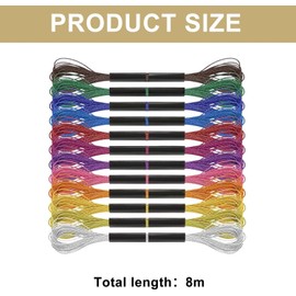 12 Skeins Glitter Embroidery Threads - Multi-Color Metallic Embroidery Floss for Cross Stitch & DIY Crafts - Silk Satin Polyester String for Bracelets & Sewing Projects (Mixed Colors)