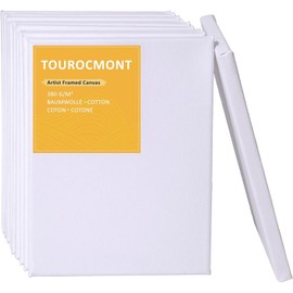 Set of 10 Canvas 13 x 18 cm Stretched Stretcher Frames Made of 100% Cotton 380 g/m² Canvas for Painting 100% Acid-Free White Primed for Acrylic Paint, Oil Paint, Gouache, Watercolour