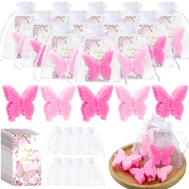 Dunzy 30 Sets Butterfly Theme Baby Shower Favor Bulk Butterfly Soap Favors with Thanks for Fluttering by Inspirational Cards Guests Gift Bags Return Gift Gender Reveal Party Favor for Wedding Bridal