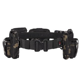BOMTURN Battle Belt Tactical Belt with Accessories: Duty Belts Law Enforcement Combat Airsoft Police Belt with Pouches 7pcs