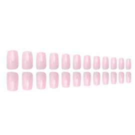 Nude Pink Press on Nails Short Square Fake Nails Soft Gel Glue on Nails Press ons Full Cover Pink False Nails Short Artificial Acrylic Stick on Nails for Women Reusable Solid Color Acrylic Nails 24pcs