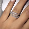 Sdouefos 925 Sterling Silver Three Row Circular Diamond Fashion Women'S