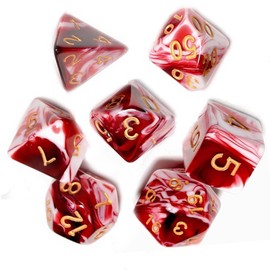 7 Pcs DND Dice Set, AORZOV Polyhedral Dice for Dungeons and Dragons D&D TTRPG MTG Table Role Playing Games(Blood Red Mixed White)