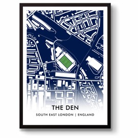 GroundDesigns MILLWALL FC Football Gift THE DEN Stadium Art Map Unframed A3 Print MFC