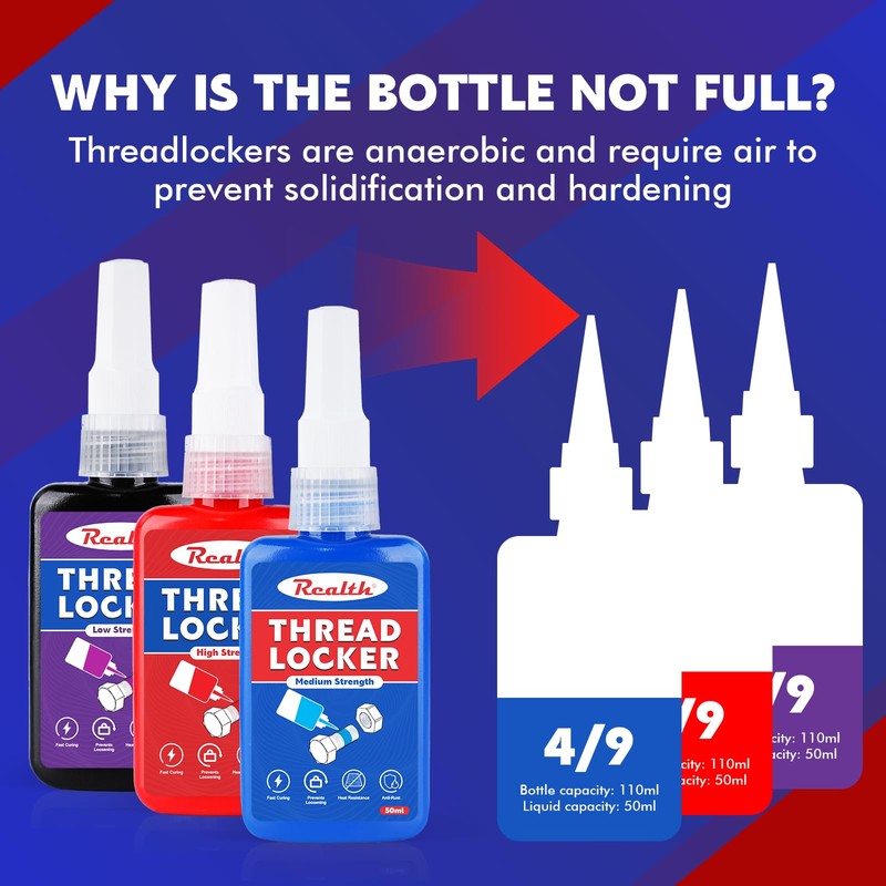 Realth Thread Lock Blue 50ml | Medium Strength Threadlock |