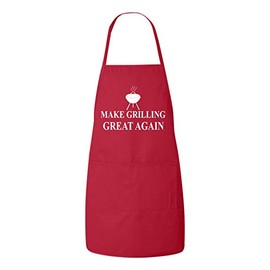 Make Grilling Great Again Funny Kitchen Chef Apron Father's Day Mother's Day Gift (RED)