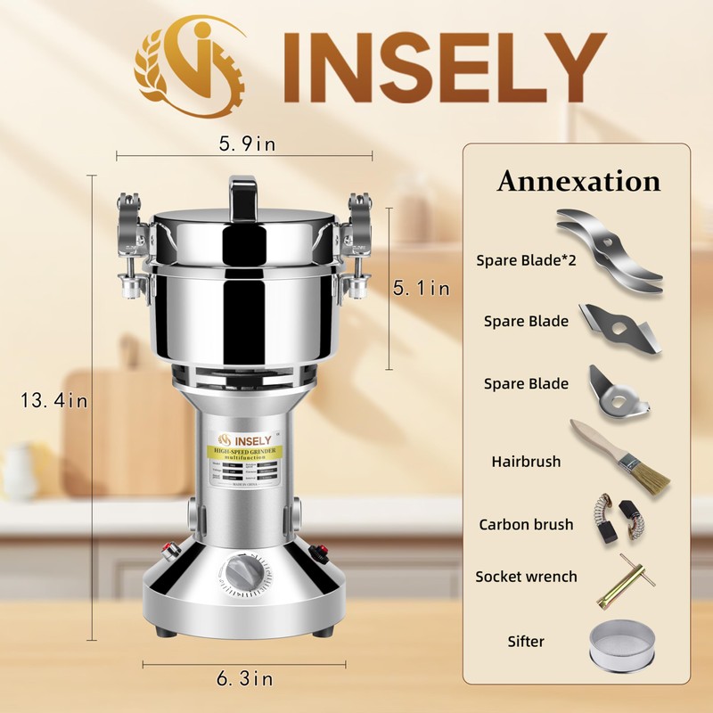 INSELY 700g Grain Mill Grinder High Speed Food Grain Mill