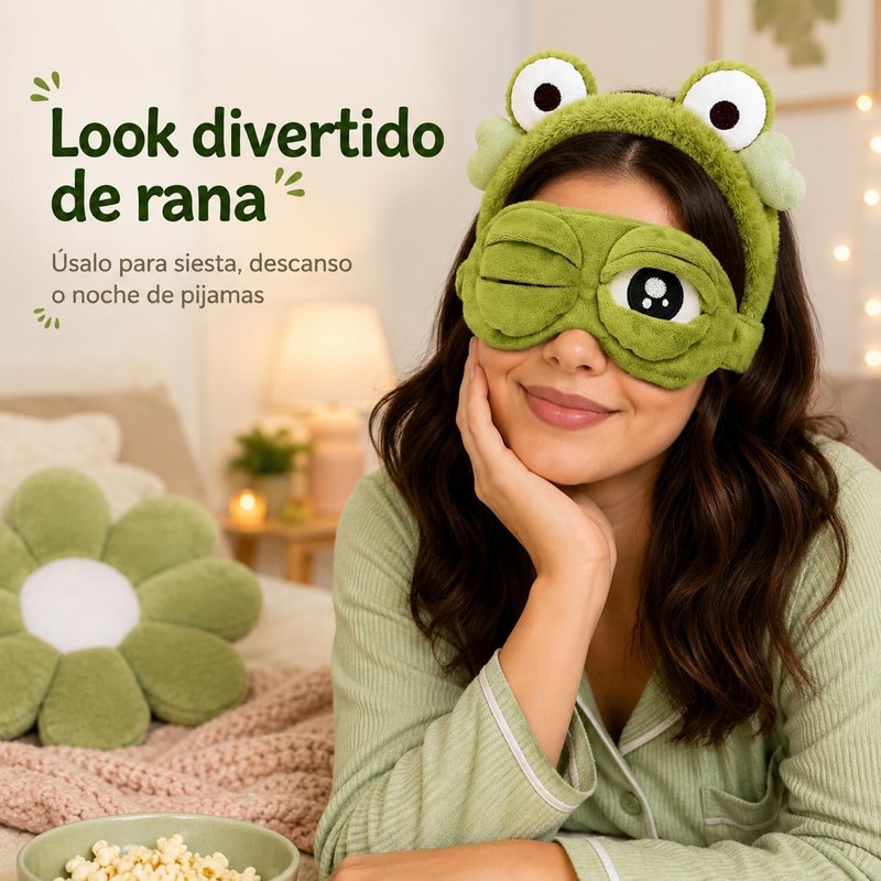 3D Frog Sleep Mask, Frog Eye Mask for Sleeping Adjustable