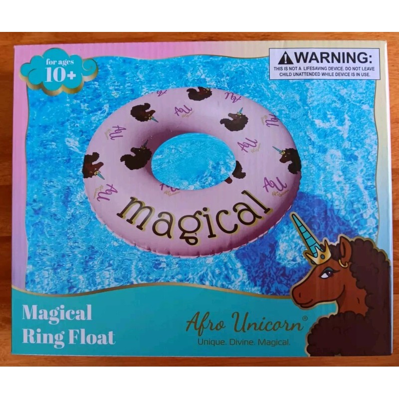 Afro Unicorn "Divine" Inflatable Pool Swim Ring Float 39” Purple