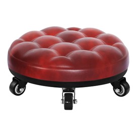 Lanstics Low Roller Seat Stool with Universal Swivel Wheels Leather Seats Chair Stool Rolling Stool Seat on Wheels for Home Office Fitness