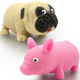 Splash Pig & Dog Squishy Toys (2PCS) Stress Balls for Kids and Adults Squishy Fidget Toys Squishy Stress Ball Stretchy Toys Party Favors Squeeze Ball fidgets Autism Sensory Toys for Autistic Children