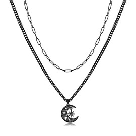 TOVABA Gothic Layered Necklace Black Crescent Moon Choker Necklaces for Women Goth Choker Witch Necklace Witch jewelry Gothic Jewelry Gift for Women