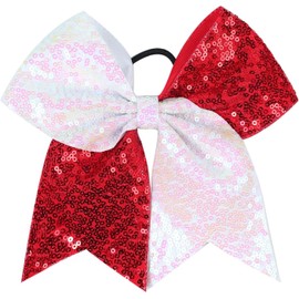 2Pcs Women Teen Girls Sequins Hair Bows Elastic Big Hair Bow Hair Accessories Ponytail Holder (Style 1, 18 * 17.5CM)