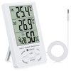 Neoteck 3 in 1 Thermometer Hygrometer with Clock Large LCD