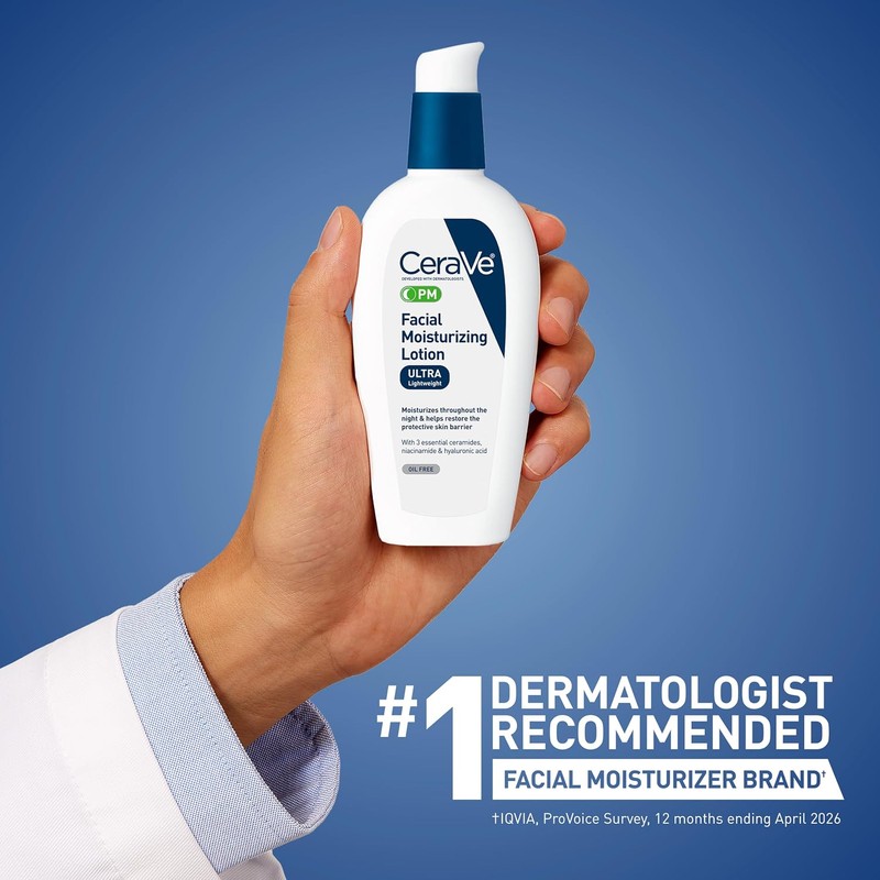 CeraVe - Loción facial hidratante Pm, 3 onzas