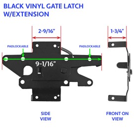 Jake Sales - Stainless Steel Gate Latch Black (for Vinyl, Wood, PVC etc Fencing) Fence Gate Latch w/Mount Hardware - Gate Latches has a 90 Degree Bracket for a Positive Latch to Gate Connection