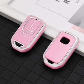 ELOHEI for Honda Key Fob Cover, Key Fob Case for 2015-2021 Honda Accord 2017-2020 CRV Civic Pilot Odyssey Passport Premium Soft TPU Full Protection Key Shell (Pink)