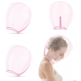 Flutesan 3 Pieces Makeup Protector Hood Nylon Chiffon Makeup Hood Zipper Closure Makeup Face Cover for Women Beauty Weddings(Pink)