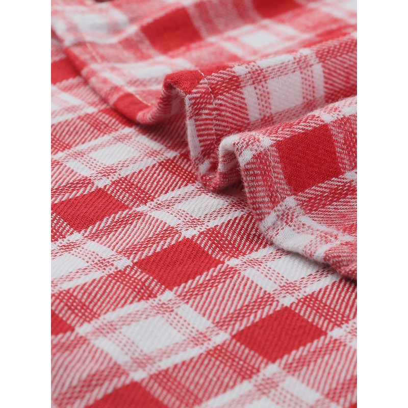Allegra K Women's Summer Plaid Tops Casual Short Sleeves Western