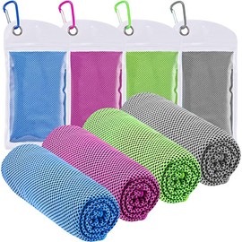 Cooling Towel for Neck(40"x12") by TUKEMI, 4 Pack Ice Towel/Cooling Towel/Soft Breathable Chilly Towel for Yoga, Sport, Running, Camping, Best Gym Gifts for Women/Man.