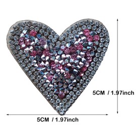 Cute Crystal Artificial Diamond Heart Iron On Patch, Bling Rhinestone Emblem Patch Badge for Backpacks,Laptop (Color 05)