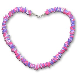 Native Treasure 18" Mens and Womens Color Fast Tie-Dye White Rose Clam Chips Ark Shells, Tropical Jewelry Summer Beach Surfer Necklace From the Philippines with Lobster Clasp