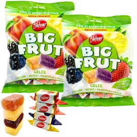 Dufour Big Frut Mediterranean Fruit Italian Jelly Candy 5.29 oz. (150g)(Pack of 2) - Pates de Fruits - Italian Delicacies - Fruit Candy - Soft Fruit Gummies - Gelèes - 22% Fruit - Specialty Candy