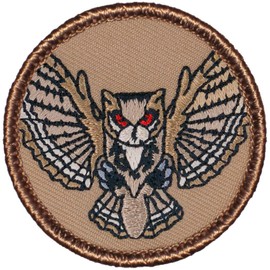 Hunting Owl Patrol Patch - 2" Diameter Round Embroidered Patch (Hook Fastener)