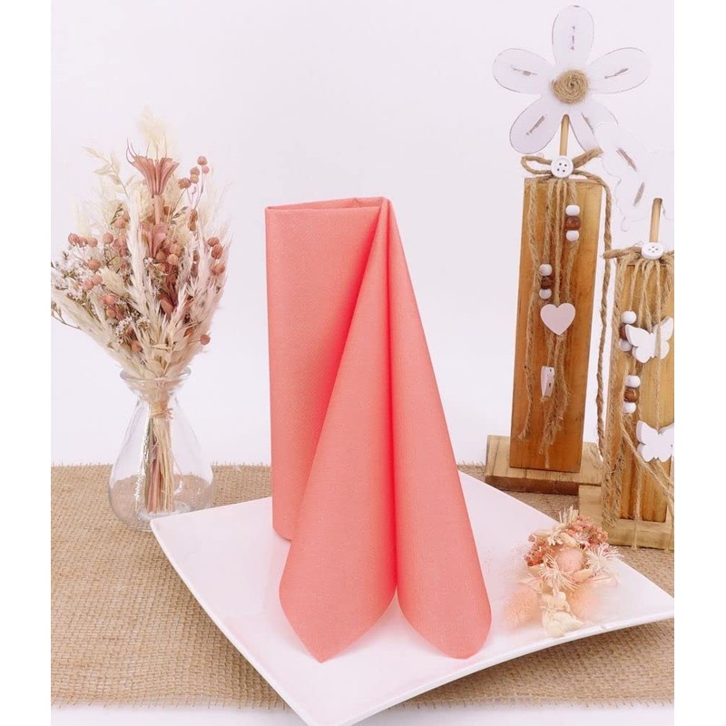 Apartina Napkins Fabric-Like Airlaid, Plain, Coral, Size 40 x 40