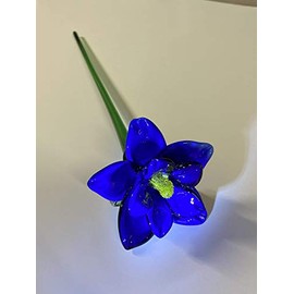 Blue Tiger Lily Glass Flower. One-of-a-kind. Life Size 20" long. FREE SHIPPING to the lower 48 when you spend over $50.00