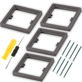 Acmerota Light Switch Surround 0.39IN/10MM Depth Single Socket Spacer Square Spacer Frame Grey Box Plate Socket Single Plug Socket Electrical Light switch Surround, Pack of 4