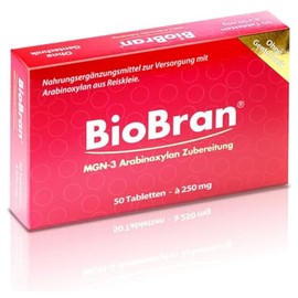 BIOBRAN® 250 - Arabinoxylan aus Reiskleie - 50 Tabletten á 250mg - Nahrungsergänzungsmittel - patentierter Herstellungsprozess aus fermentierter Reiskleie und Enzymen des Shiitake - PZN0287680