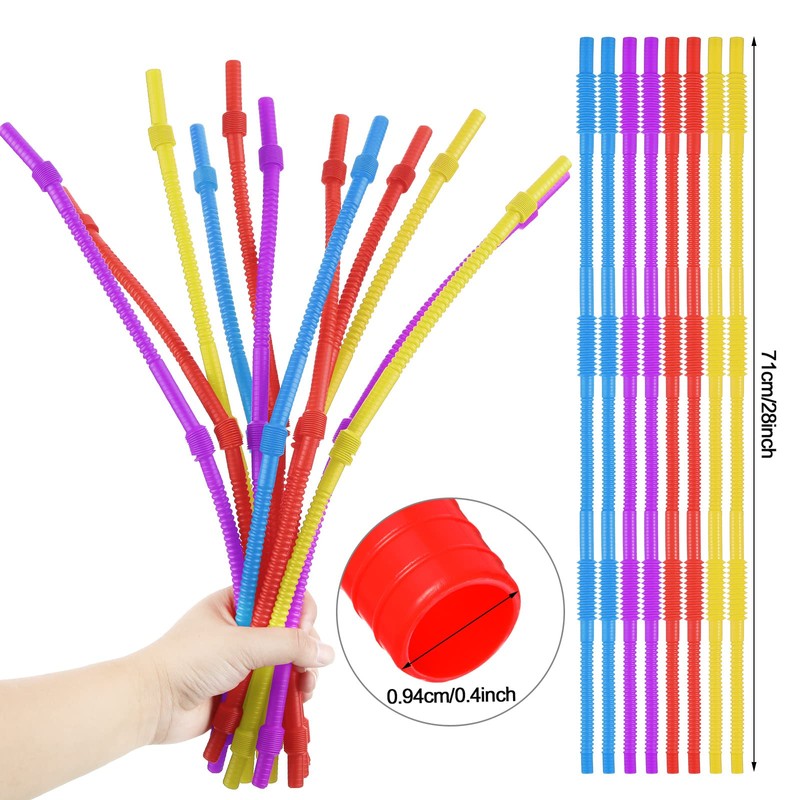 Geiserailie 12 Pieces Flexible Drinking Straws Extra Long Bendy Plastic