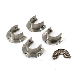 Annakideya 304 Stainless Steel Heavy Duty Wardrobe Rod Bracket Cabinet Shelf Support Flange Rod Holder Rod End Support D32 Pack of 4