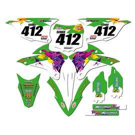 2014-2021 KX 100 Throwback Green Senge Graphics Complete Kit with Rider I.D. Compatible with Kawasaki