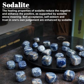 Sodalite Tumbled Stones and Crystals Bulk Rocks 1,000+ Carats Natural Polished Irregular Gemstones and Crystals for Wicca, Vase Filler, Jewelry Making, Decoration, Polishing, Rock Collection