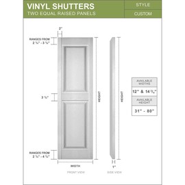 Mid America 00021480117 Standard Size Williamsburg Double Panel Shutter (Per Pair), 14.75"W x 80"H, Bright White