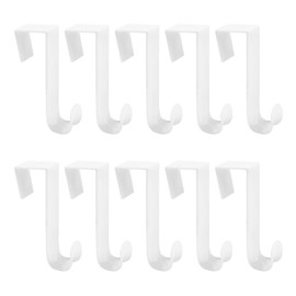 UFURMATE Over The Door Hooks, 10 Pcs Plastic Over The Door Hooks Hangers Durable Cabinet Door Hooks Organizer Over The Cupboard Drawer Hooks for Bathroom, Bedroom, Kitchen (White)
