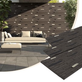 VallisCo 3-Packs Faux Stacked Stone Panels - 47.3" x 23.7" Artificial PU Stone Wall Panels, Exterior Siding Panels for DIY Home Improvement Projects, Dark Grey