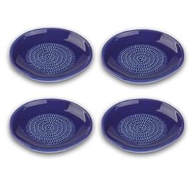 TURBO PRODUKTE Ceramic Grater - Ideal for Ginger, Garlic and Lemons - Dishwasher Safe - Mediterranean Style Grating Plate - Dark Blue - Pack of 4