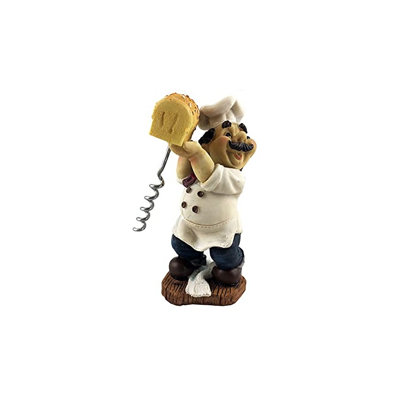 Italian Chef Baker Holding Bread Cork Screw Bottle Opener and
