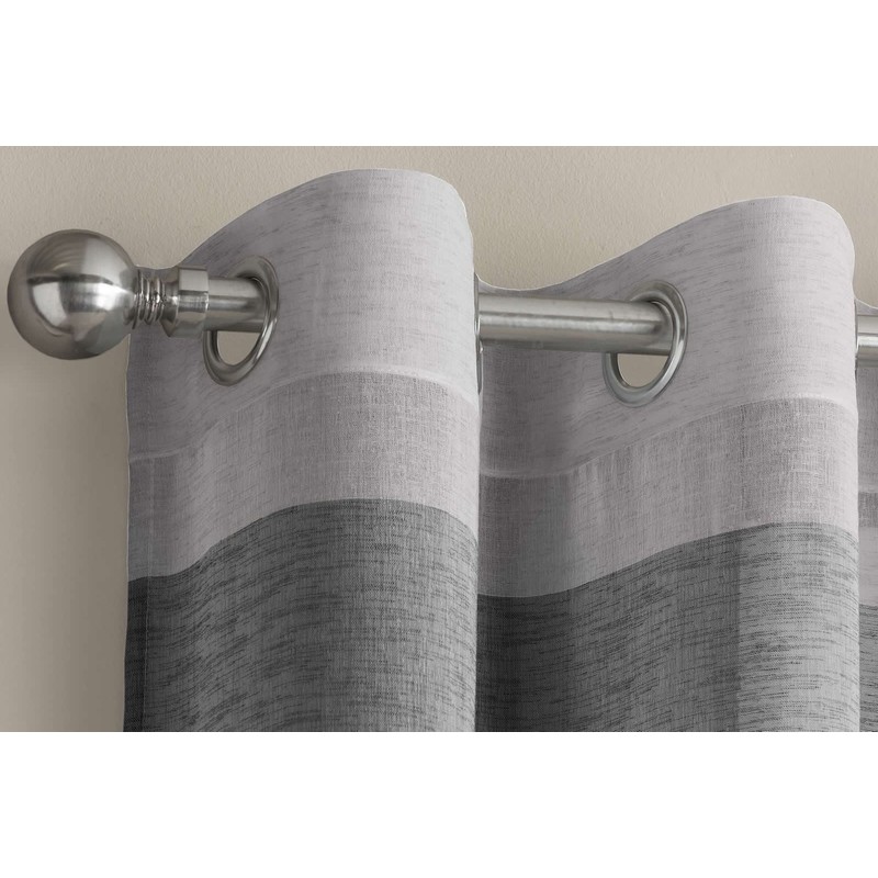Mykonos Stripe Voile Panel, Grey 54"/137cm