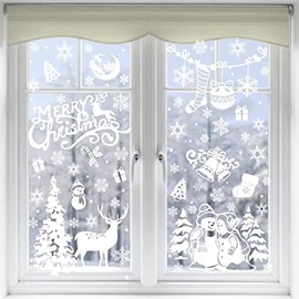 DERAYEE Decorative Stickers for Christmas Window Static Stickers White Pack of 8 Window Decoration Christmas Window Stickers