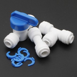 Pxyelec 15pcs 1/4 inch Quick Connect Water Purifiers Tube Fittings for RO Water Reverse Osmosis System（Ball Valve+I+T Type）