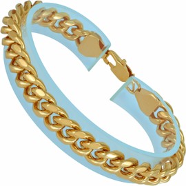 LIFETIME JEWELRY 9mm Miami Curb Cuban Link Chain Bracelet 24k Real Gold Plated (Gold, 9 inches)