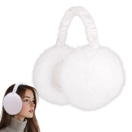 YeyeCyrilze Foldable Adjustable Warm Plush Ear Warmers, Winter Ear Warmers, Earmuffs, Winter Earmuffs for Cold Protection and Outdoor Earmuffs, White