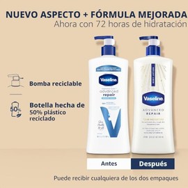 Vaseline Intensive Care loción para manos y cuerpo Advanced Repair Unscented 32 oz | Body moisturizer delivers 72HR moisture with Vaseline Jelly & Ult