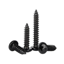 ORANXIN M2.3 x 12 mm, 100 pieces, round head wood screws, 304 stainless steel, black zinc plated, self-tapping Phillips pan head, self-drilling screws